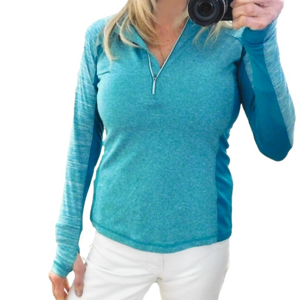 DANSKIN WMNS XS 1/2 ZIP THUMB HOLES  PULLOVER - Picture 2 of 6